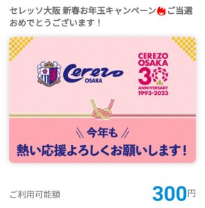 QUOカードPay（300円分）当選